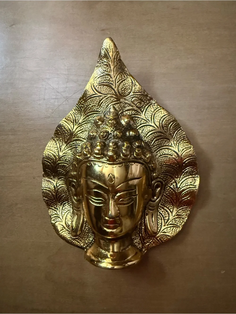 Brass Buddha Head Wall Art - Gold Decorative Sculpture